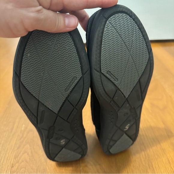 Crocs Faux Leather Black Shimmer Womens Slip On Comfortable Loafers Size 9 - Picture 8 of 9